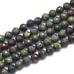 Dragon Blood Natural Dragon Blood Jasper Beads Strands, Round, Faceted(128 Facets), 8mm, Hole: 1.2mm, about 49pcs/strand, 15.16 inch(38.5cm)