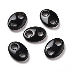Obsidian Natural Obsidian Connector Charms, Pig Nose, 25x18x6.5mm, Hole: 6mm