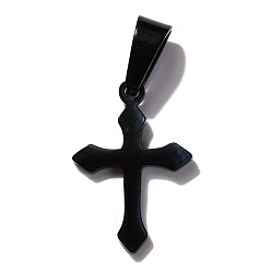 Electrophoresis Black 304 Stainless Steel Pendants, for Jewelry Making, Cross, Electrophoresis Black, 19.5x13.5x1.5mm, Hole: 3.5x7mm
