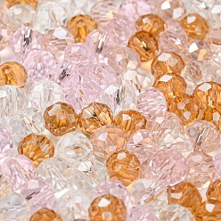 Perlas de Color Rosa Perlas de vidrio, facetados, Rondana plana, rosa perla, 4x3 mm, agujero: 0.4 mm, Sobre 820 unidades / 60 g