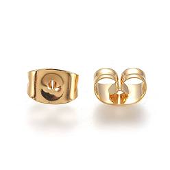 Real 18K Gold Plated 304 Stainless Steel Ear Nuts, Butterfly Earring Backs for Post Earrings, Real 18k Gold Plated, 6x4.5x3mm, Hole: 0.8~1mm