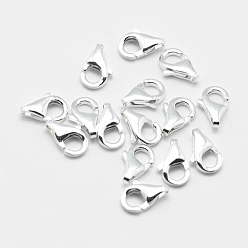 Серебро 925 стерлингового серебра застежкой омар коготь, серебряные, 8x5x2 мм, отверстие : 1 мм