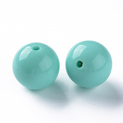 Turquoise Pâle Perles acryliques opaques, ronde, turquoise pale, 20x19mm, Trou: 3mm, environ111 pcs / 500 g