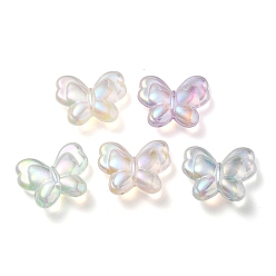 Mixed Color UV Plating Luminous Transparent Acrylic Beads, Glow in The Dark, Butterfly, Mixed Color, 25x30x8.5mm, Hole: 2mm