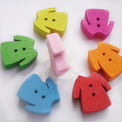 Mixed Color Cartoon Buttons with 2-Hole for Clothes, Wooden Buttons, Mixed Color13mm long, 13mm wide
