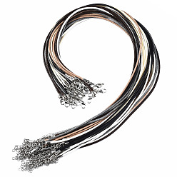 Mixed Color Waxed Cord Necklace Making, with Platinum Color Iron Clasp and Extender Chain, Mixed Color, 17.72 inch(450mm)