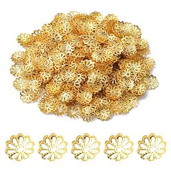 Золотой Железа цветок крышки шарика, мульти-лепесток, золотые, 9x1.5 мм, отверстие : 1 мм