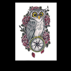 Slate Gray Owl Pattern Removable Temporary Water Proof Tattoos Paper Stickers, Slate Gray, 21x14.8cm