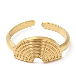 Real 18K Gold Plated 304 Stainless Steel Open Cuff Rings, Half Round, Golden, Inner Diameter: 17.8mm
