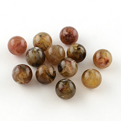Tierra de siena Piedras preciosas perlas de imitación de acrílico redonda, tierra de siena, 8 mm, Agujero: 2 mm, sobre 1700 unidades / 500 g