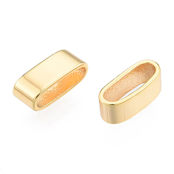 Настоящее золото 18K Подвески из латуни, для изготовления кожаных браслетов, без никеля , овальные, реальный 18 k позолоченный, 9x3.5x3.5 мм, отверстие : 2.5x7 мм