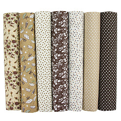 Coffee Printed Cotton Fabric, for Patchwork, Sewing Tissue to Patchwork, Quilting, Square, Coffee, 50x50cm, 7pcs/set