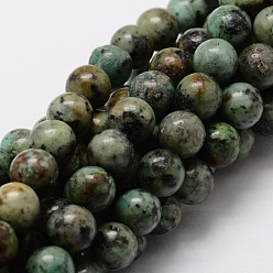Turquoise Africaine Brins de perles rondes en turquoise africaine naturelle (jaspe), 8mm, Trou: 1mm, Environ 48 pcs/chapelet, 15.7 pouce