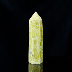 Xiuyan Jade Décoration d'affichage à la maison de barre de prisme pointu de jade naturel de xiuyan, baguettes de pierre de guérison, pour les décos de thérapie de méditation reiki chakra, facettes balle, 40~50mm