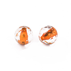 Dark Orange Transparent Acrylic Beads, Round, Faceted, Dark Orange, 8mm, Hole: 1.6mm, about 1810pcs/500g