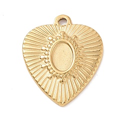 Golden 304 Stainless Steel Pendant Cabochon Settings, Heart, Golden, Tray: 4x6mm, 19x16x1.5mm, Hole: 1.2mm