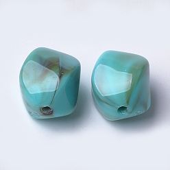 Turquoise Foncé Perles acryliques, style de pierres fines imitation, nuggets, turquoise foncé, 15.5x12x12mm, trou: 1.8 mm, environ 310 pcs / 500 g