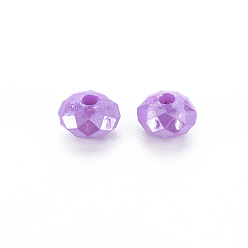 Violet Bleu Perles acryliques opaques, de couleur plaquée ab , facettes rondelle, bleu violet, 6mm, Trou: 1.5mm, environ6200 pcs / 500 g.