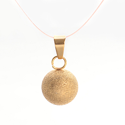 Golden Round 303 Stainless Steel Pendants with 201 Stainles Steel Clasp, Textured, Golden, 17x12mm, Hole: 6.5x4mm