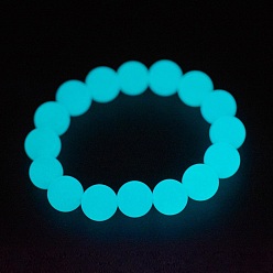 Synthetic Gemstone Synthetic Luminous Stone Beaded Stretch Bracelet, Glow in the Dark, Round, 2 inch(50mm), 10mm