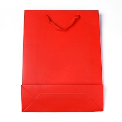 Roja Bolsas de papel kraft, con asas, bolsas de regalo, bolsas de compra, Rectángulo, rojo, 20x15x6.2 cm