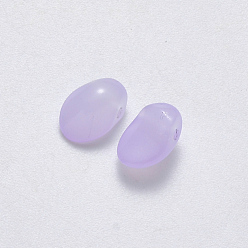 Lilac Spray Painted Imitation Jade Glass Charms, Oval, Lilac, 8.5x6x4.5mm, Hole: 1mm