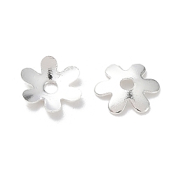925 Sterling Silver Plated Brass Bead Caps, Cadmium Free & Lead Free, 6-Petal Flower, 925 Sterling Silver Plated, 6x5.5x1mm, Hole: 1.2mm