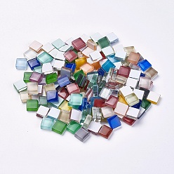 Mixed Color Glass Cabochons, Mosaic Tiles, for Home Decoration or DIY Crafts, Square, Mixed Color, 9.5~10x9.5~10x4mm, about 1010pcs/1000g