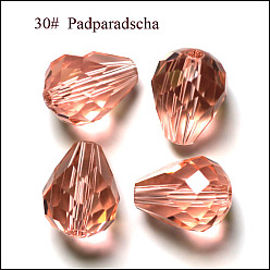 Saumon Clair Imitations de perles de cristal autrichien, grade de aaa, facette, goutte , saumon clair, 8x10mm, Trou: 0.9~1mm