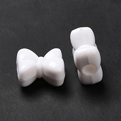 Blanc Perles acryliques opaques, bowknot, blanc, 14x15x8.5mm, Trou: 4mm, environ510 pcs / 500 g