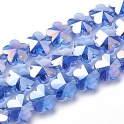 Bleu Royal Perles en verre electroplate, de couleur plaquée ab , facette, prunier, bleu royal, 13x13.5x8.5mm, Trou: 1mm