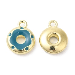 Steel Blue Alloy Enamel Charms, Donut Charm, Steel Blue, 12.5x10x3mm, Hole: 1.5mm