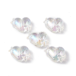 Clear AB Transparent Acrylic Beads, AB Color Plated, Heart with Star, Clear AB, 14.5x19.5x10mm, Hole: 2mm