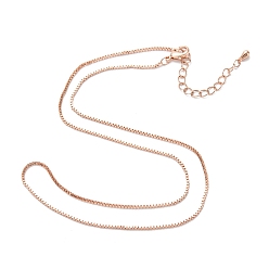 Real Rose Gold Plated Brass Box Chain Necklaces, Long-Lasting Plated, Real Rose Gold Plated, 16.34 inch(41.5cm)