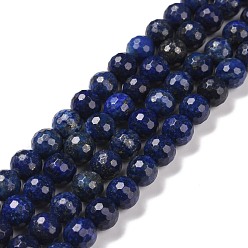 Lapis Lazuli Dyed Natural Lapis Lazuli Beads Strands, Faceted(128 Facets), Round, 8mm, Hole: 1.2mm, about 47pcs/strand, 14.96''(38cm)