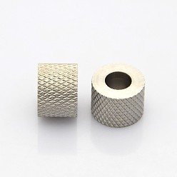 Stainless Steel Color Column 304 Stainless Steel Beads, Large Hole Beads, Stainless Steel Color, 12x9mm, Hole: 6mm