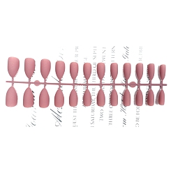 Indian Red Solid Plastic Full Cover Press on False Nail Tips, Nail Art Detachable Manicure Teardrop, Indian Red, 19~26x11.6~20mm, 24pcs/set