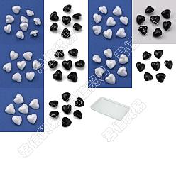 Couleur Mélangete Chgcraft 100 pcs 10 style 1 boutons à tige en acrylique à trous, cœur, couleur mixte, 12~25.5x12~26x8~12.5mm, Trou: 2~3mm, 10 pcs / style