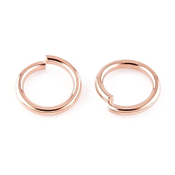 Oro Rosa 304 de acero inoxidable anillos del salto abierto, oro rosa, 15 calibre, 10x1.5 mm, diámetro interior: 7 mm