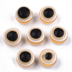 Marron Sablonneux Rondes perles de résine de mauvais œil, Sandy Brown, 6x5mm, Trou: 1.8~2mm