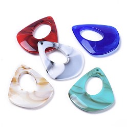 Mixed Color Acrylic Pendants, Imitation Gemstone Style, teardrop, Mixed Color, 41x33.5x5mm, Hole: 1.5mm, about 183pcs/500g