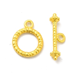 Matte Gold Color Rack Plating Alloy Toggle Clasps, Round Ring, Matte Gold Color, T Bar: 20.5x7.5x4.5mm, Hole: 2mm, Ring: 16.5x13x2mm, Hole: 1.8mm
