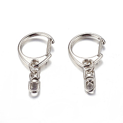 Platinum Iron Keychain Clasp Findings, Snap Clasps, teardrop, Platinum, about 22mm wide, 47mm long