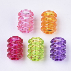 Mixed Color Transparent Acrylic European Beads, Dyed, Large Hole Beads, Tube, Mixed Color, 15x11mm, Hole: 6mm, about 600pcs/500g