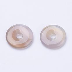 Natural Agate Natural Agate Pendants, Donut/Pi Disc, Donut Width: 11~12mm, 28~30x5~6mm, Hole: 6mm