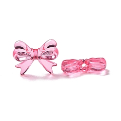 Rose Chaud Perles acryliques transparentes, bowknot, rose chaud, 14x18x4.5mm, Trou: 2mm, environ917 pcs / 500 g