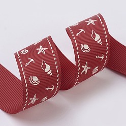 Red Polyester Grosgrain Ribbons, Marine Organism, Red, 26mm, about 100yards/roll(91.44m/roll)