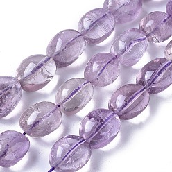 Amethyst Natural Amethyst Beads Strands, Oval, 19.6~20.8x15~16x15~16mm, Hole: 1mm, about 19~21pcs/strand, 15.35 inch~15.74 inch(39~40cm)