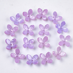 Plum Cellulose Acetate(Resin) Bead Caps, 4-Petal, Flower, Plum, 13x13x3mm, Hole: 1mm
