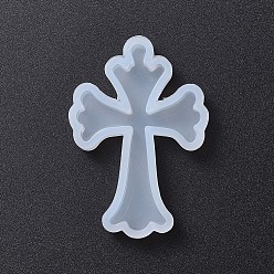 White DIY Silicone Molds, Resin Casting Molds, For UV Resin, Epoxy Resin Jewelry Pendants Making, Cross, White, 52x36x5mm